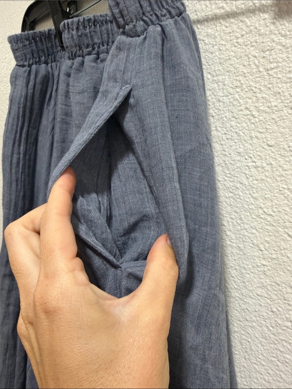 Max Studio Flowy Gauze Maxi Skirt With Pockets - Dusty Blue - Picture 2 of 4